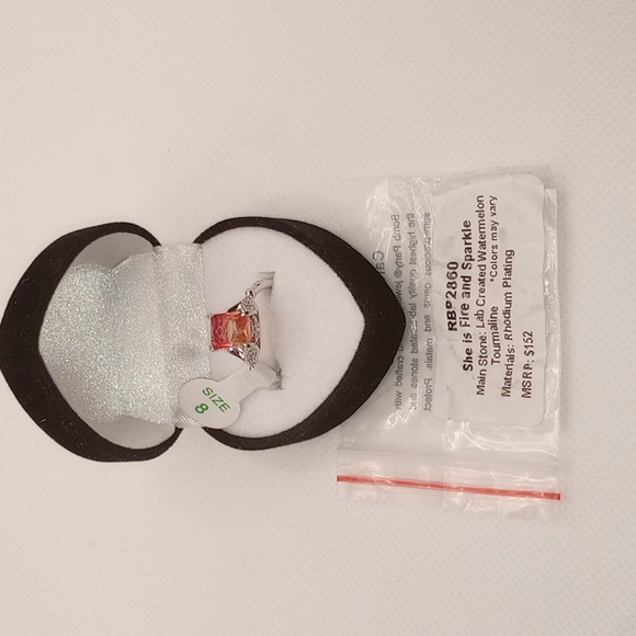 BOMB PA She's is Fire&Sparkle Lab Created watermelon Tourmaline  Rhodium Plating - Picture 3 of 5